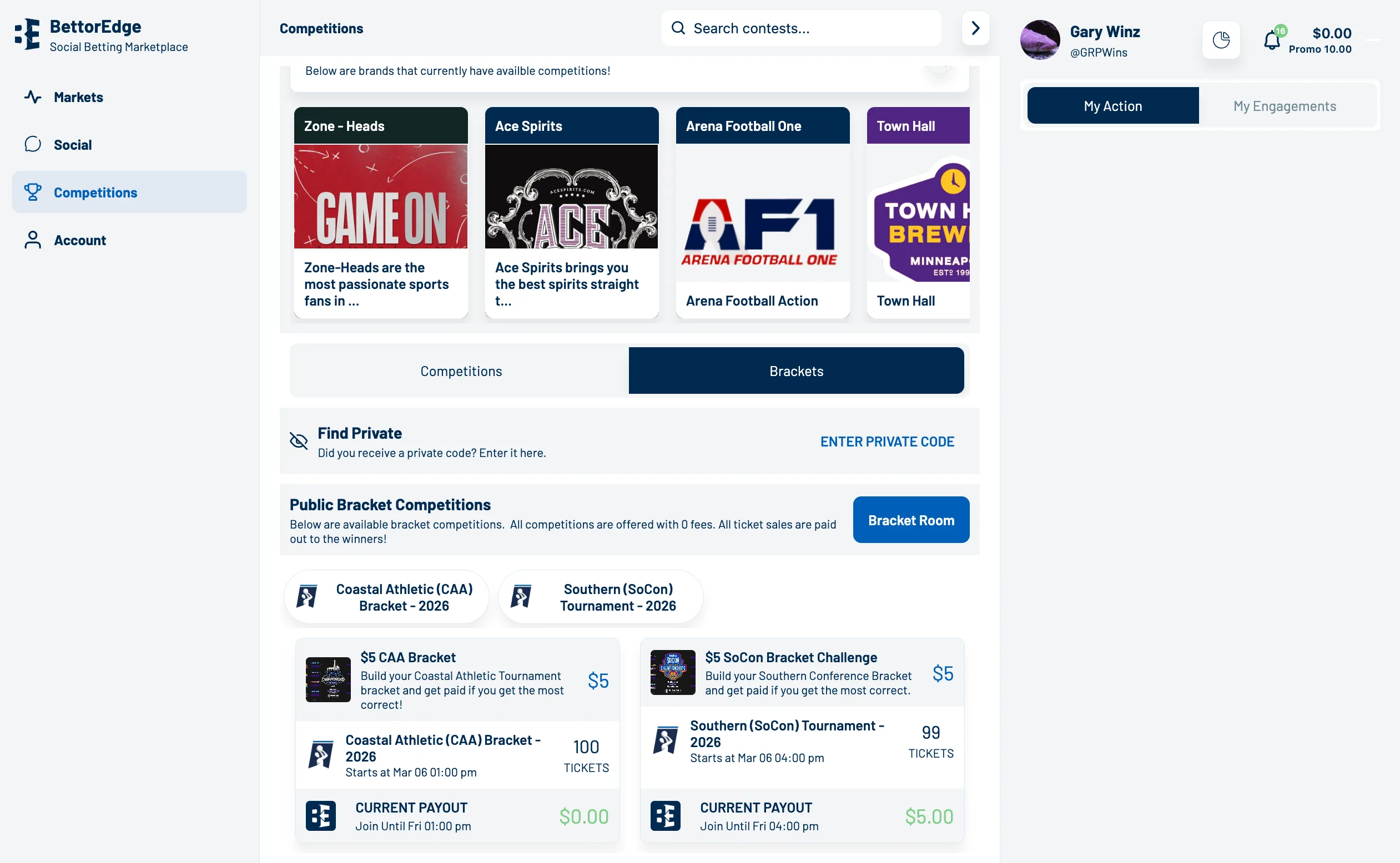Navigate to your bracket challenge