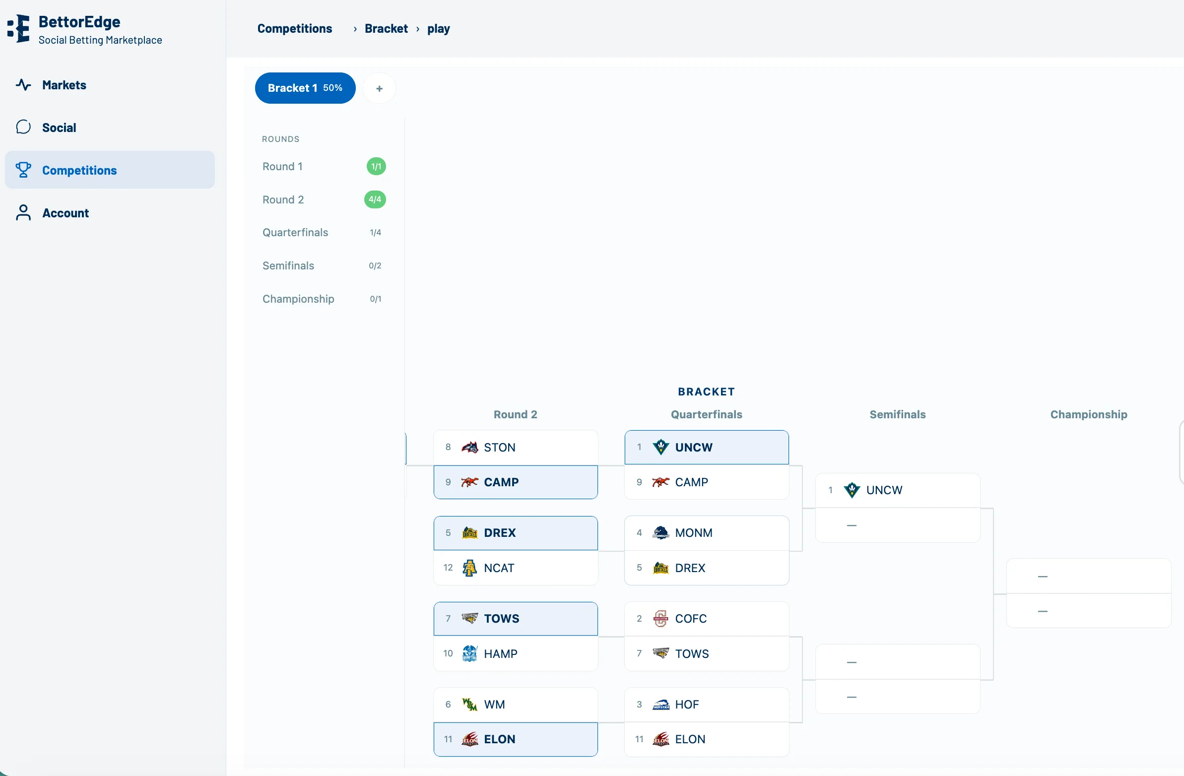 Select your winners for each round